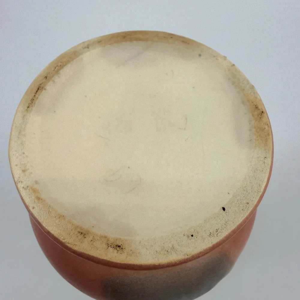 Vintage Hull Pottery Orchid Vase Two Handle 1-6.5 Pink Yellow Cream Matte 6.5in